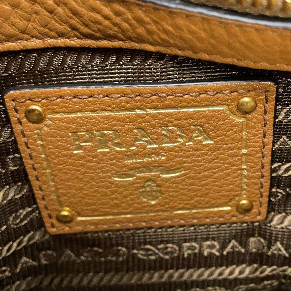 PRADA Logo One Shoulder Bag Brown1BC051 Leather