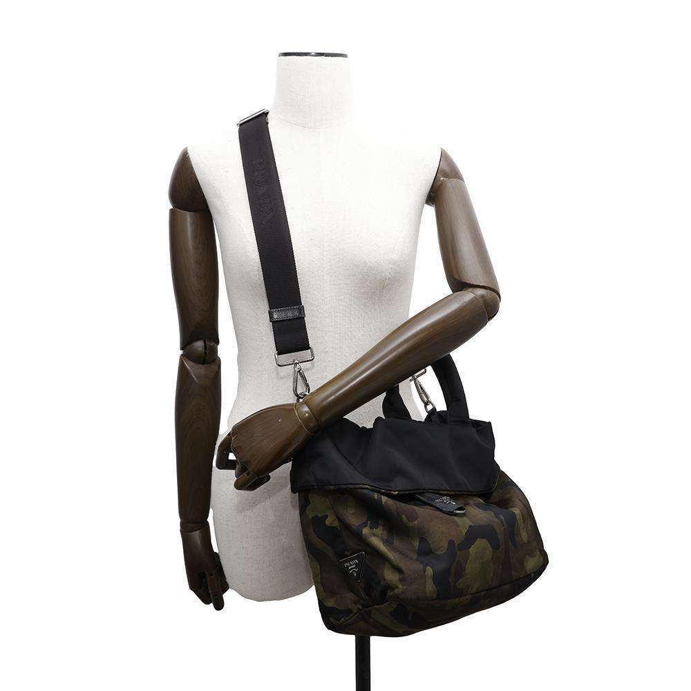 PRADA Camouflage 2WAY Handbag Black/GreenBR4521 Nylon