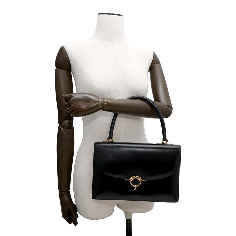 HERMES Cordrière Black Box Calf Leather