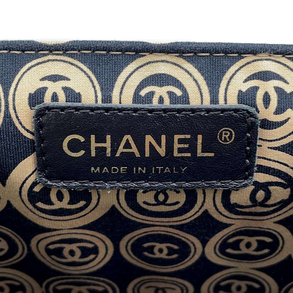 CHANEL CC Logo Handbag Black/BeigeA21403 CottonJersy Leather