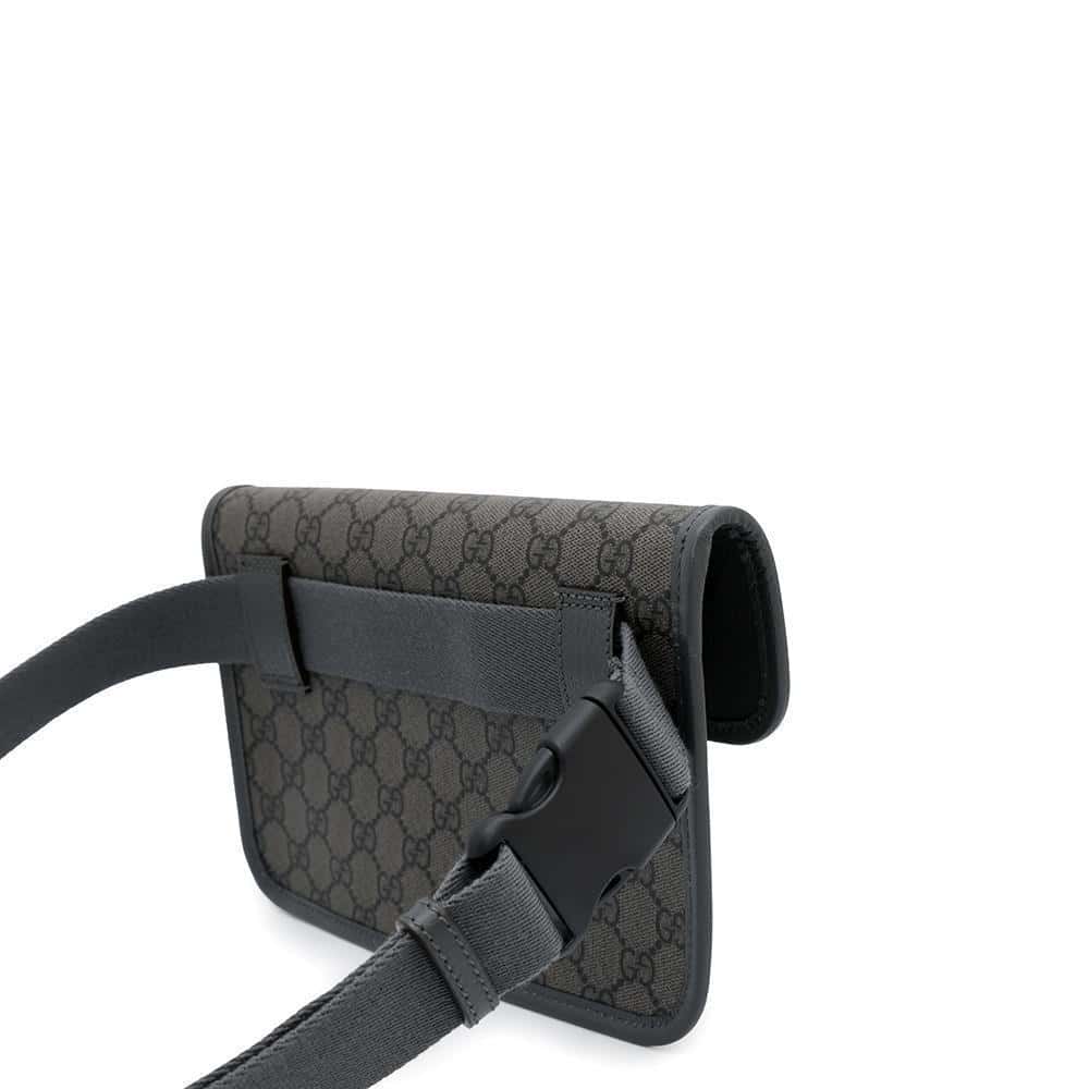 GUCCI Ophidia small belt bag Gray/Black752597 GG SupremeCanvas Leather