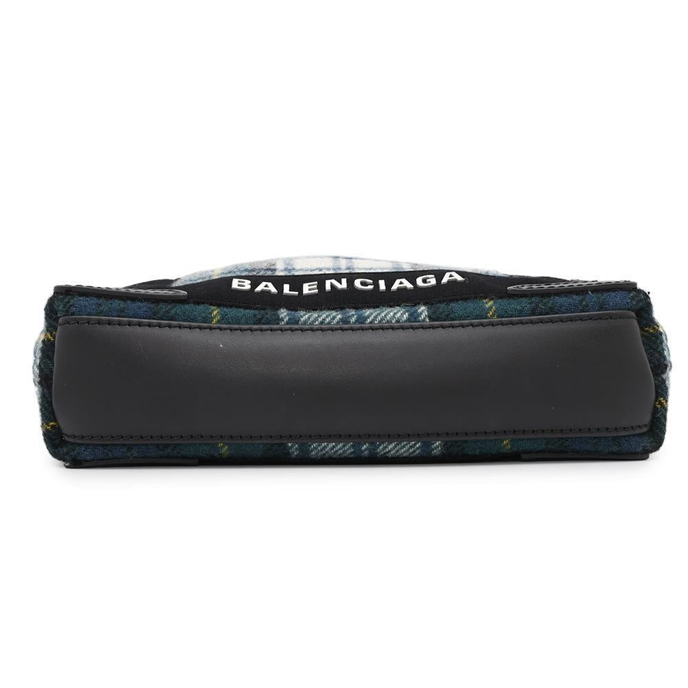 BALENCIAGA Navy Cabas XS Green/Black390346 Wool Canvas
