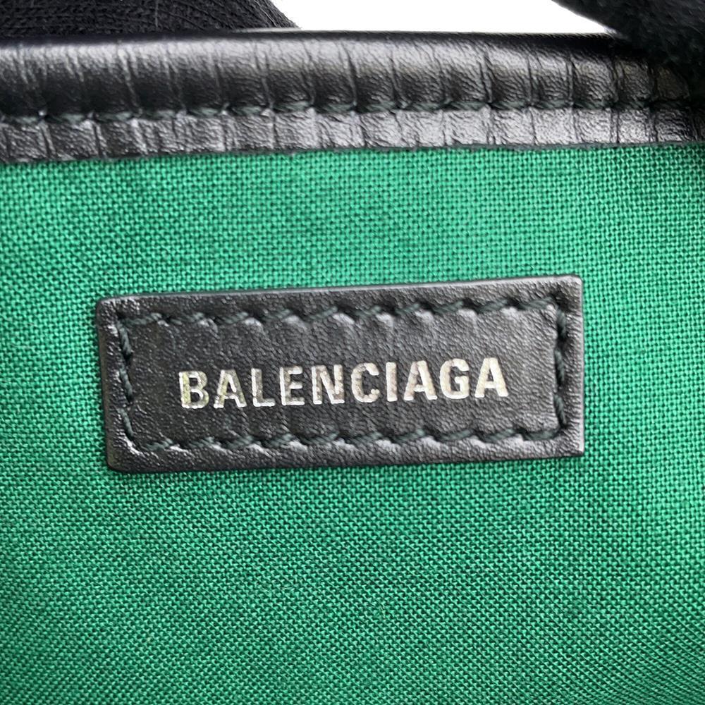 BALENCIAGA Navy Cabas XS Green/Black390346 Wool Canvas