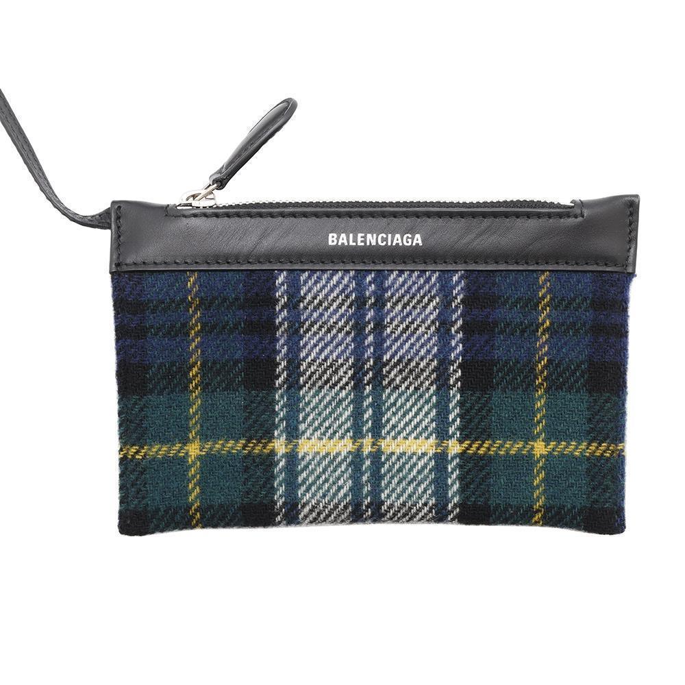 BALENCIAGA Navy Cabas XS Green/Black390346 Wool Canvas