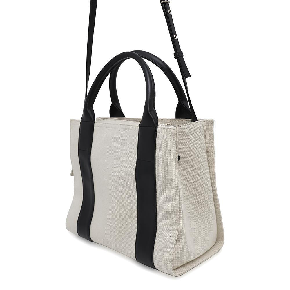 BALENCIAGA Trade S 2WAY Handbag Beige/Black620884 Canvas Leather