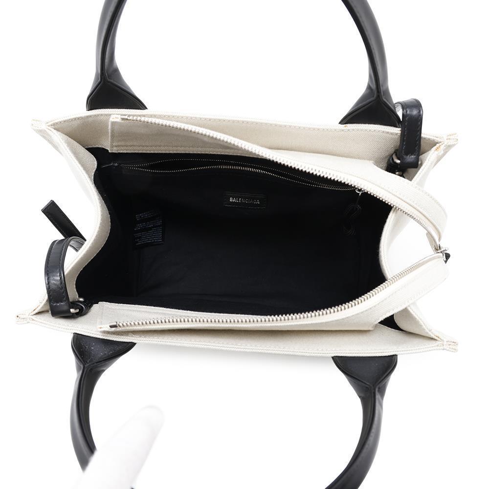 BALENCIAGA Trade S 2WAY Handbag Beige/Black620884 Canvas Leather