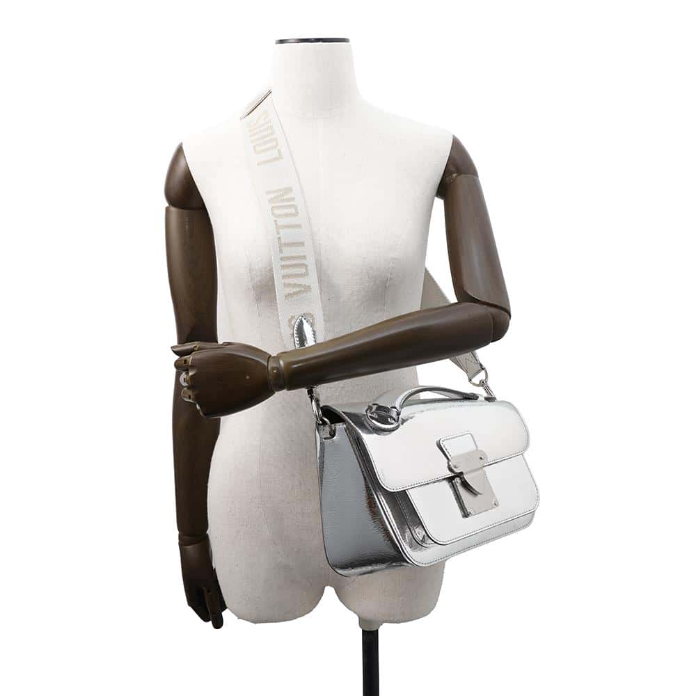 LOUIS VUITTON Monceau Distorted Shoulder Bag SilverM23103 Leather