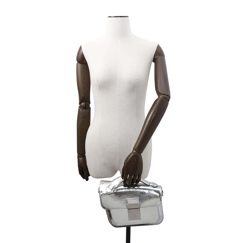 LOUIS VUITTON Monceau Distorted Shoulder Bag SilverM23103 Leather