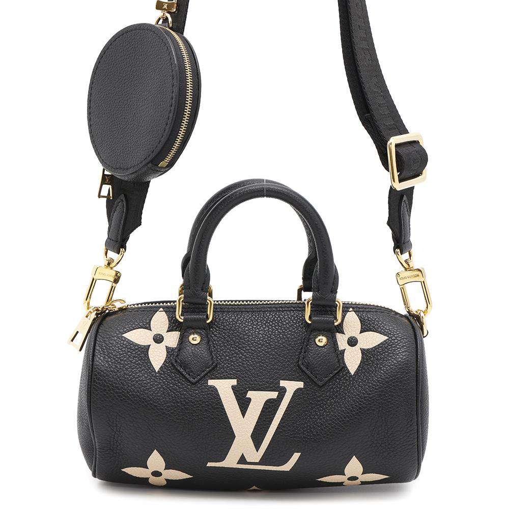 LOUIS VUITTON Papillon Noir/ BeigeM45980 Bicolor Monogram Empreinte Leather Size BB