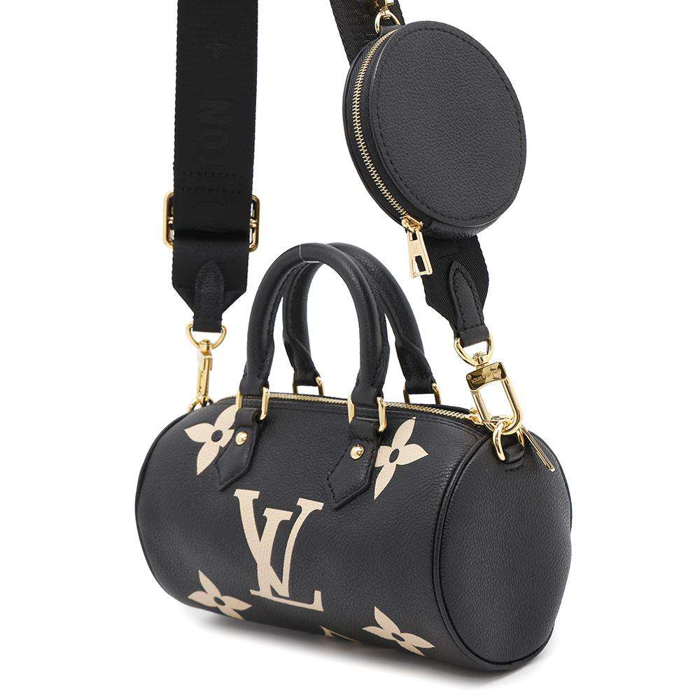 LOUIS VUITTON Papillon Noir/ BeigeM45980 Bicolor Monogram Empreinte Leather Size BB
