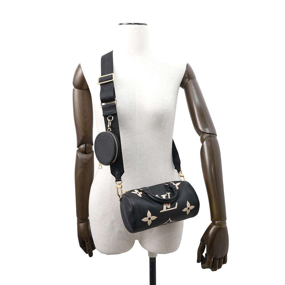 LOUIS VUITTON Papillon Noir/ BeigeM45980 Bicolor Monogram Empreinte Leather Size BB