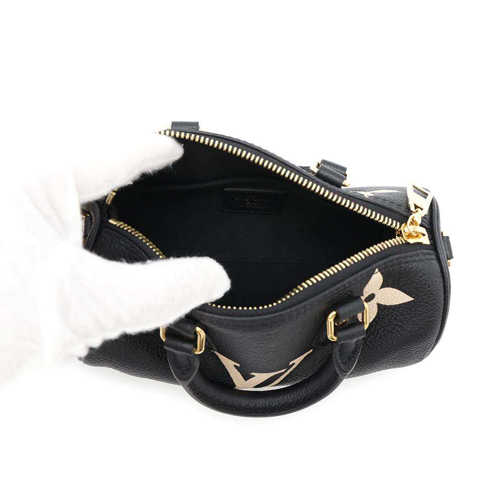 LOUIS VUITTON Papillon Noir/ BeigeM45980 Bicolor Monogram Empreinte Leather Size BB