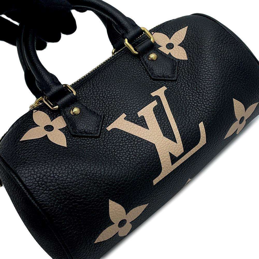 LOUIS VUITTON Papillon Noir/ BeigeM45980 Bicolor Monogram Empreinte Leather Size BB