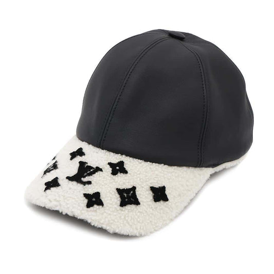 LOUIS VUITTON cap sharing Size M Noir/WhiteM00493 Lamb Leather100% Silk100% Polyester77% Polyurethane23%