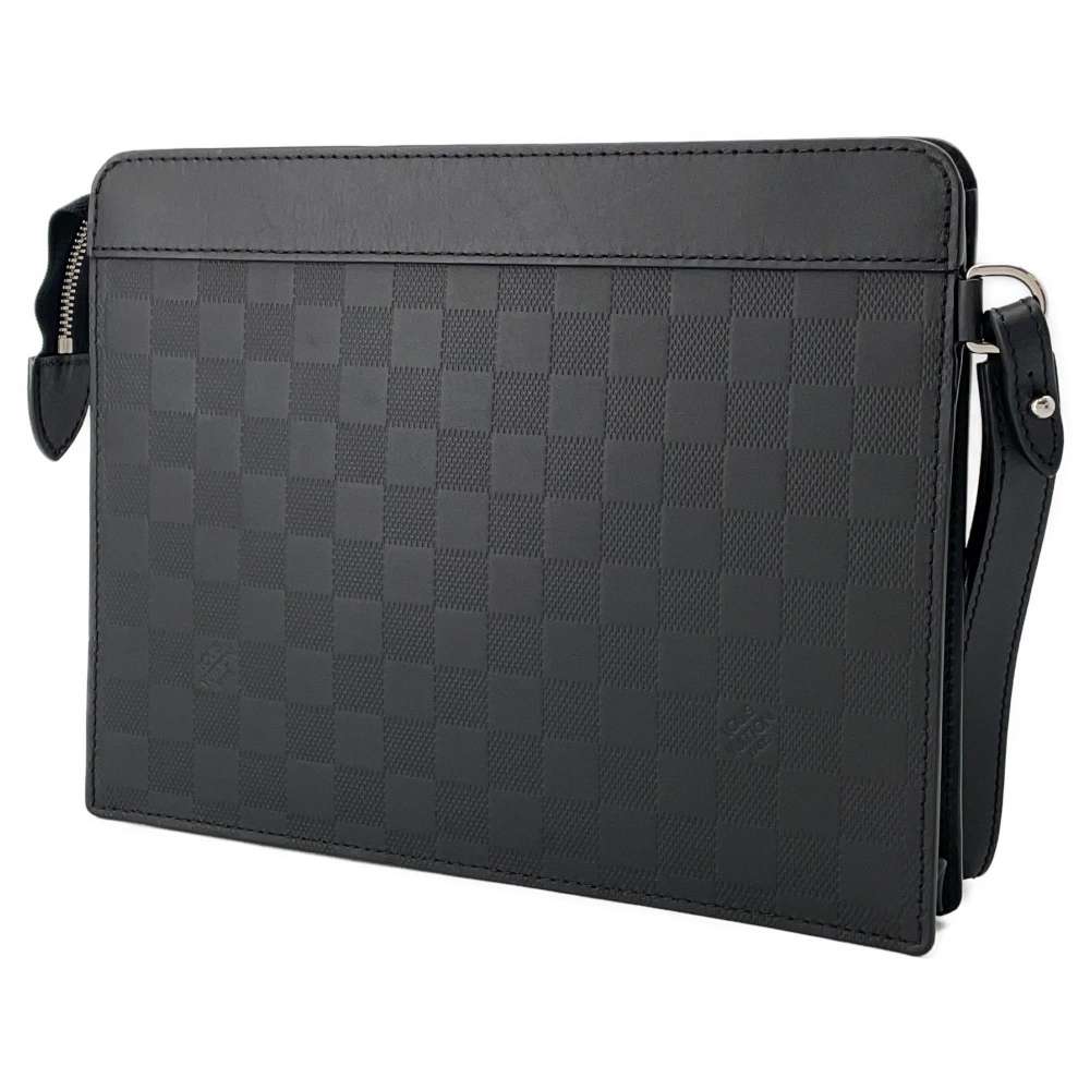 LOUIS VUITTON Stand Pouch BlackN60450 Damier Infini Leather・Leather