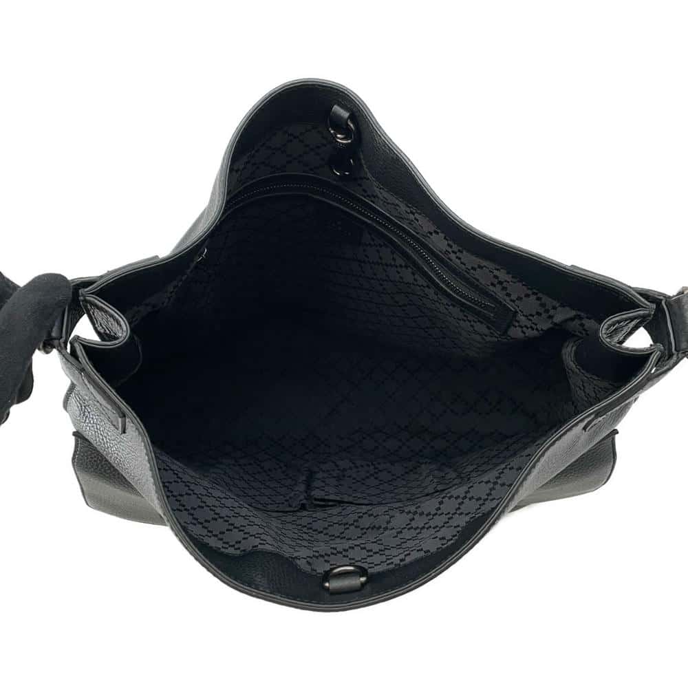 GUCCI Bamboo Shoulder Black387095 Leather