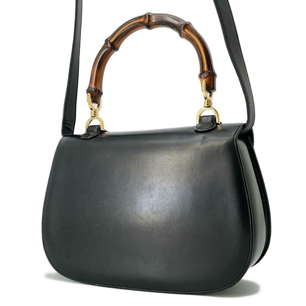 GUCCI Old Gucci Bamboo 2WAYBag Black000010633 Leather