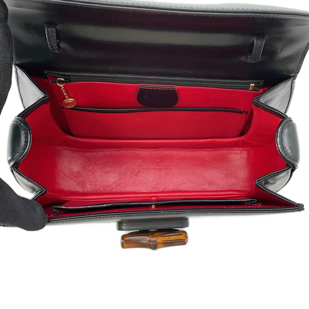 GUCCI Old Gucci Bamboo 2WAYBag Black000010633 Leather