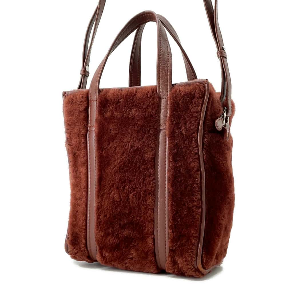 BALENCIAGA Bazar shopper Brown452458 Fur Leather