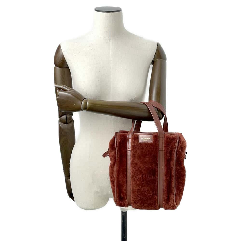 BALENCIAGA Bazar shopper Brown452458 Fur Leather