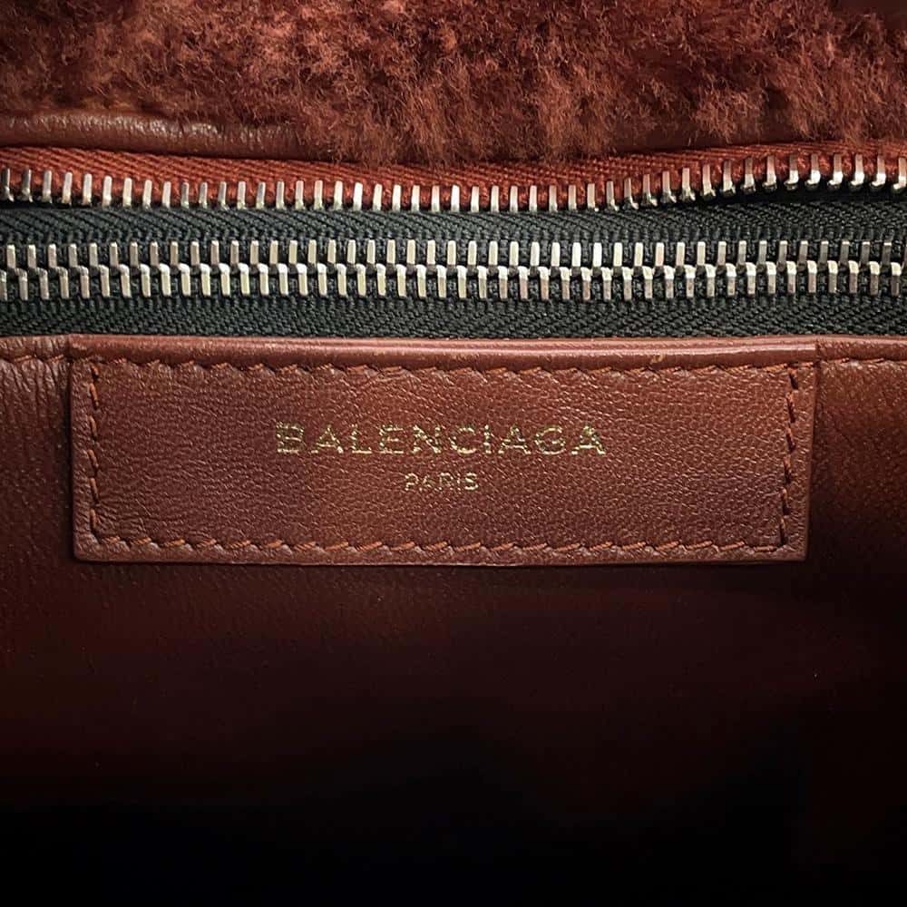 BALENCIAGA Bazar shopper Brown452458 Fur Leather