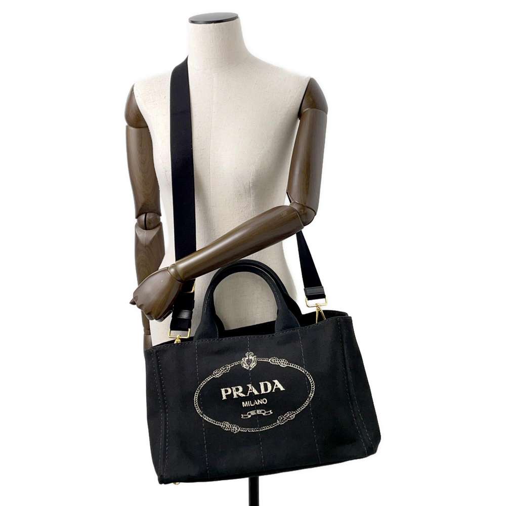 PRADA Canapa 2WAY tote BlackBN2642 Canvas