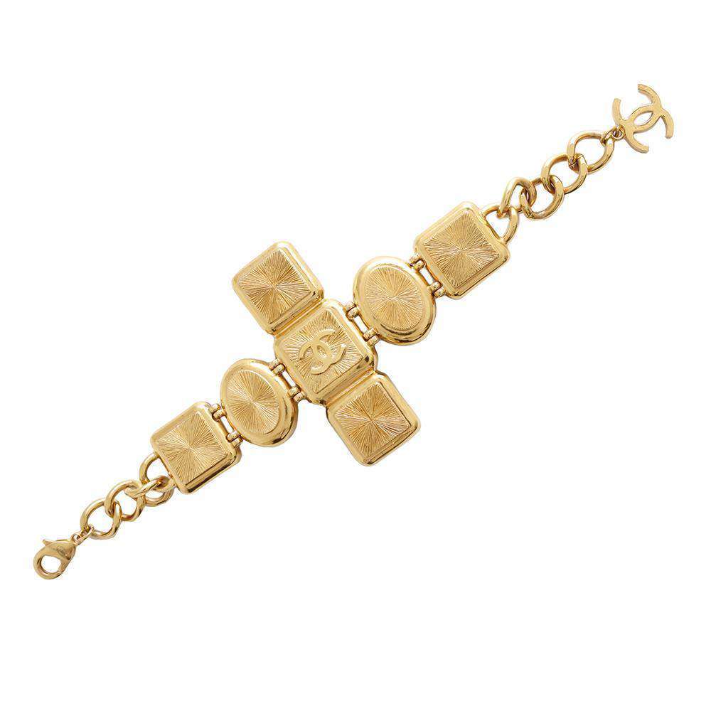 CHANEL Gripoa Bracelet Black/White/Gold Metal