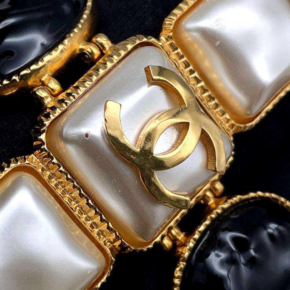 CHANEL Gripoa Bracelet Black/White/Gold Metal