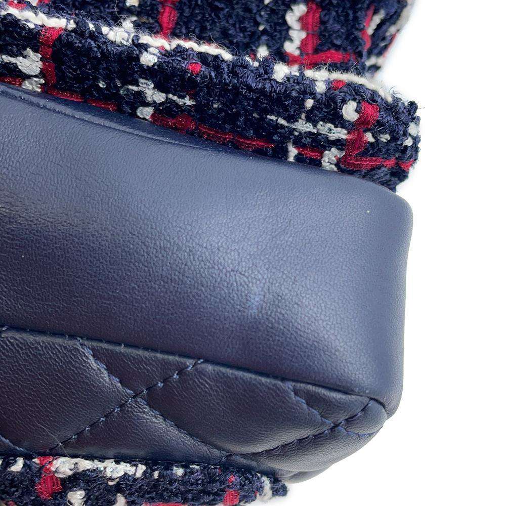CHANEL Matelasse ChainShoulder Bag Navy Tweed Lambskin