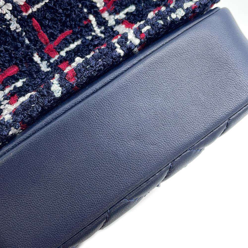 CHANEL Matelasse ChainShoulder Bag Navy Tweed Lambskin