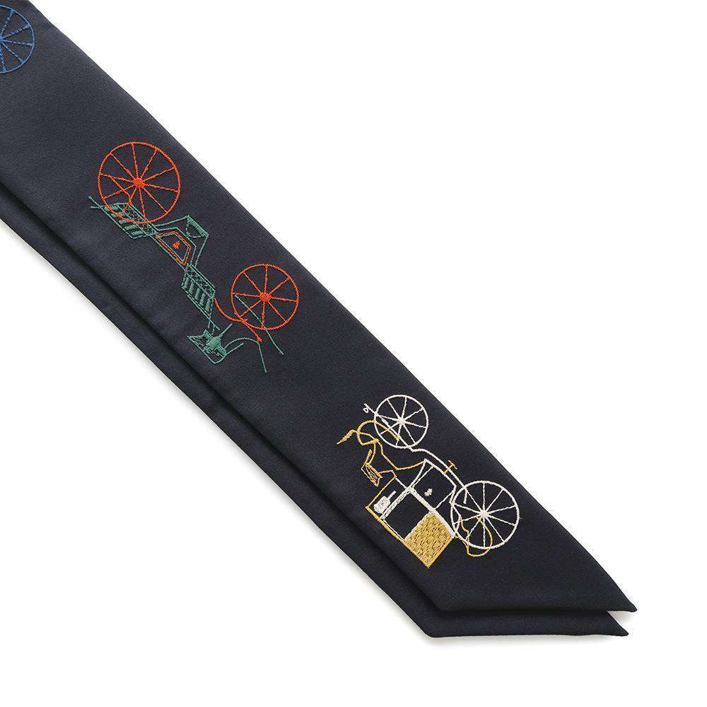 HERMES Long Twilly at Berline Blue Noir/Multicolor Silk100%