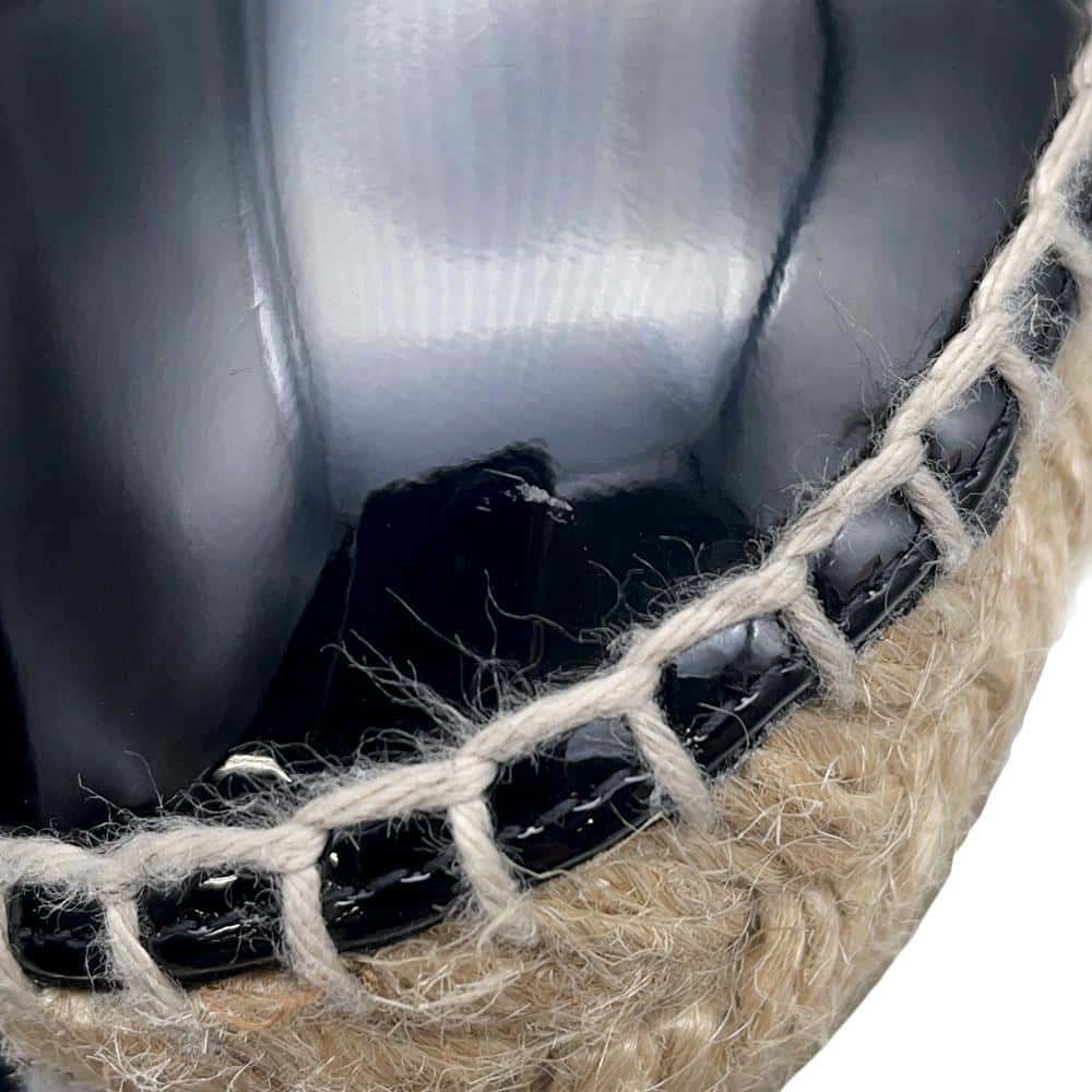 CHANEL CC Logo Pearl espadrilles BlackG38628 Jersey Patent Leather Size 36C