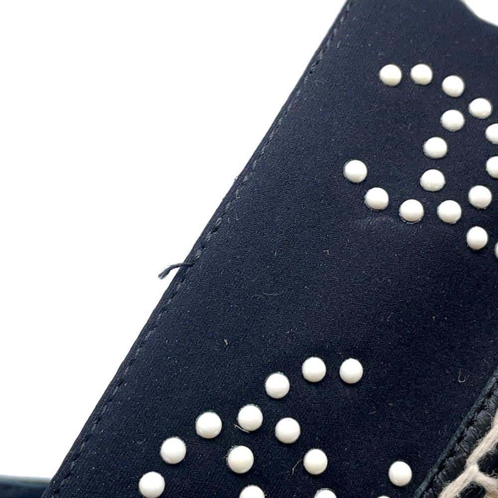 CHANEL CC Logo Pearl espadrilles BlackG38628 Jersey Patent Leather Size 36C