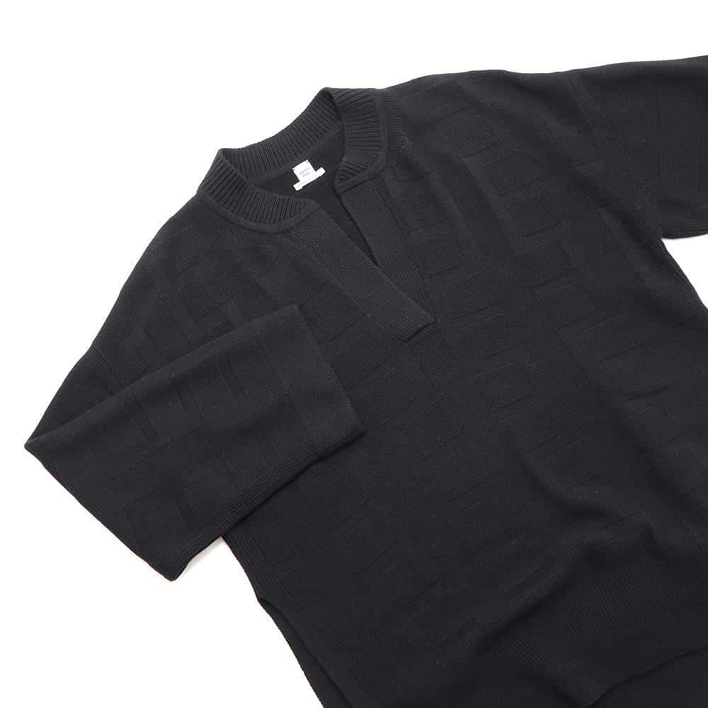 HERMES H Jacquard Skipper Knit Size 42 Black2H2623DA Wool 100%