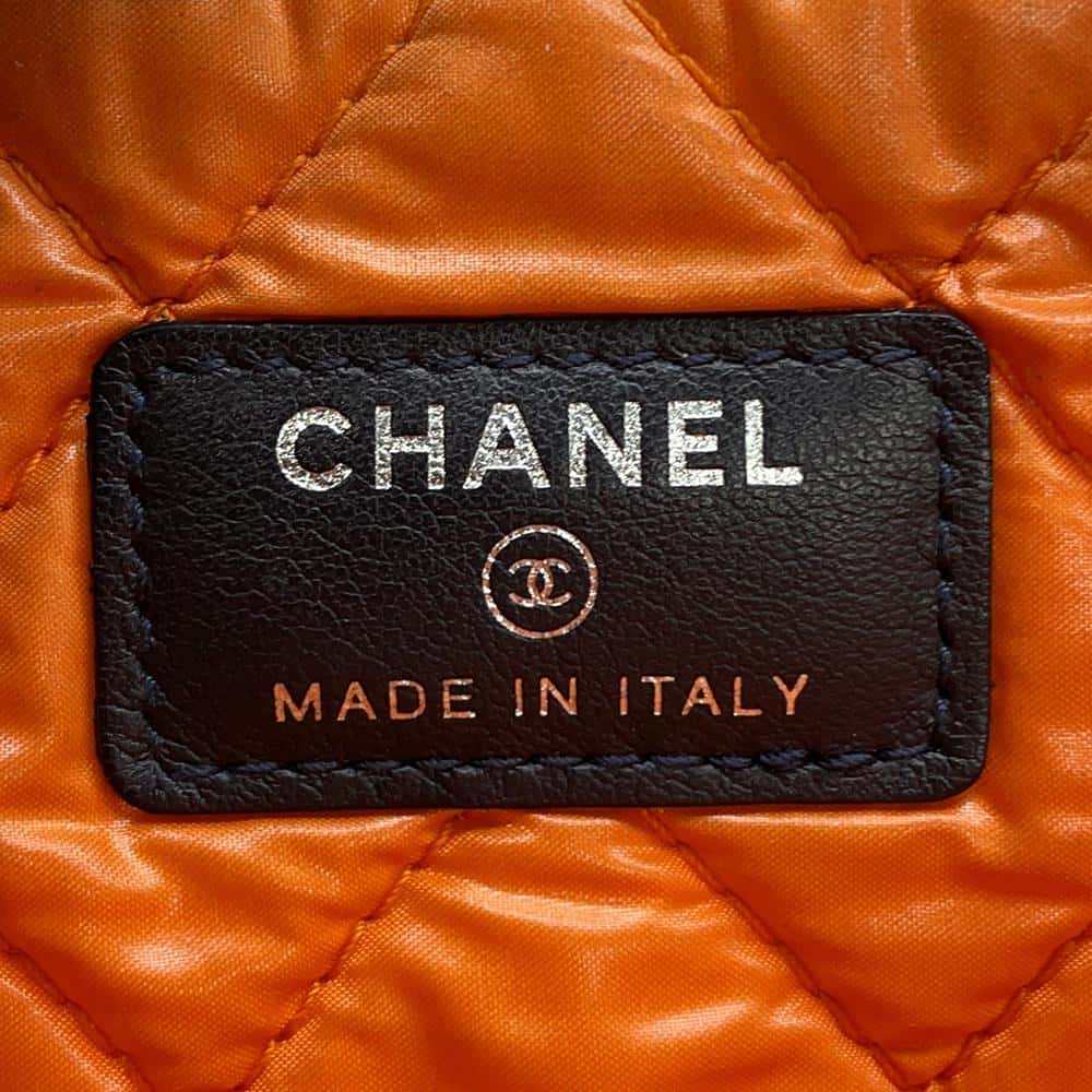 CHANEL Deauville Clutch Bag Navy/OrangeA80117 Denim