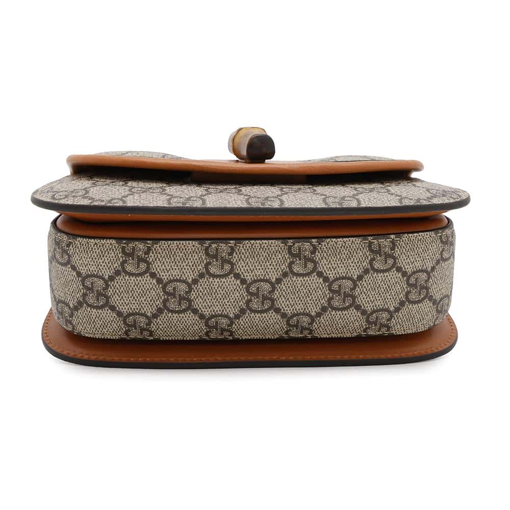 GUCCI GG Supreme Bamboo1947 Belt Bag Beige/Brown681137 PVC Leather Size Mini