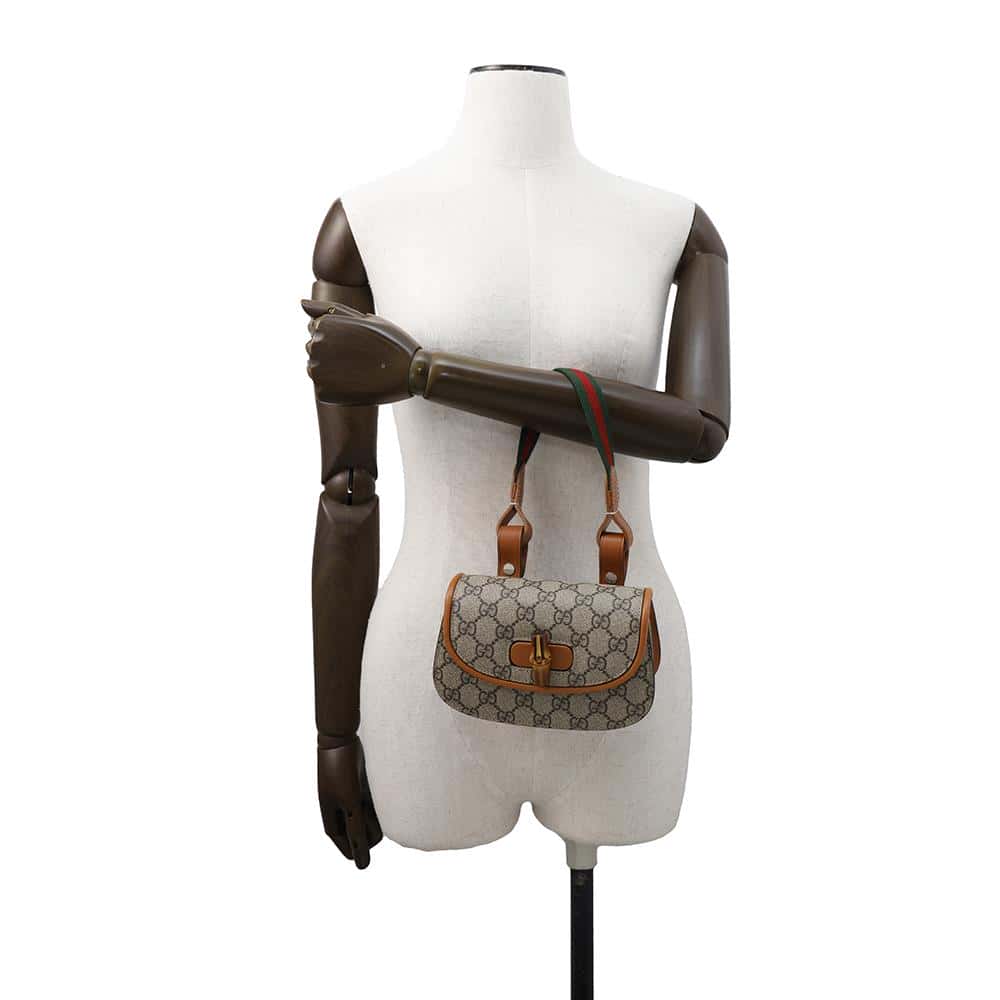 GUCCI GG Supreme Bamboo1947 Belt Bag Beige/Brown681137 PVC Leather Size Mini