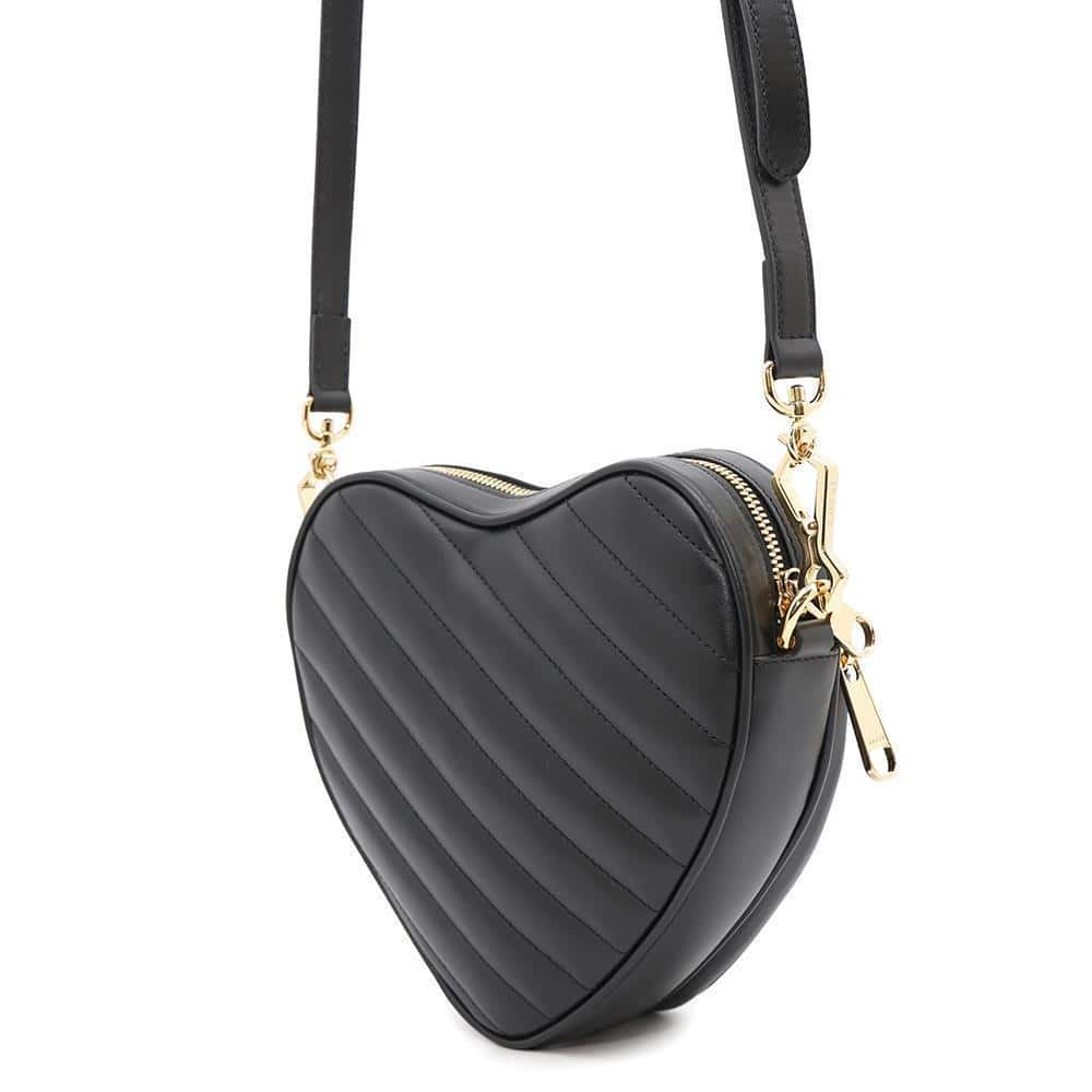 GUCCI Interlocking G Heart Shoulder Bag Black751628 Leather