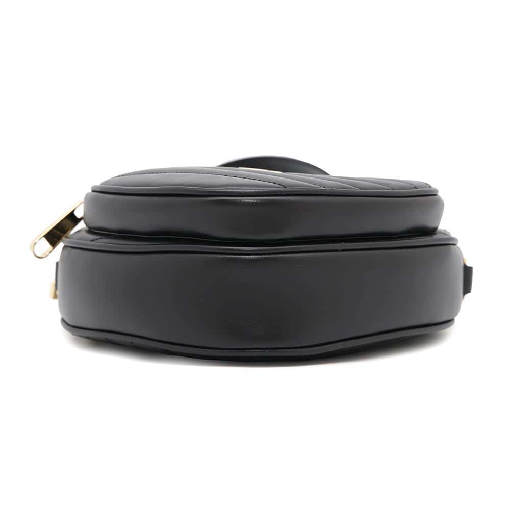 GUCCI Interlocking G Heart Shoulder Bag Black751628 Leather