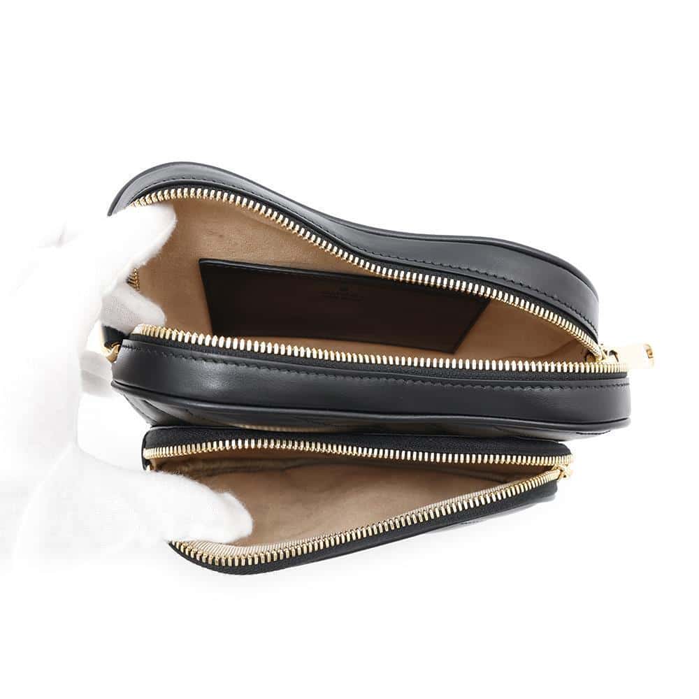 GUCCI Interlocking G Heart Shoulder Bag Black751628 Leather