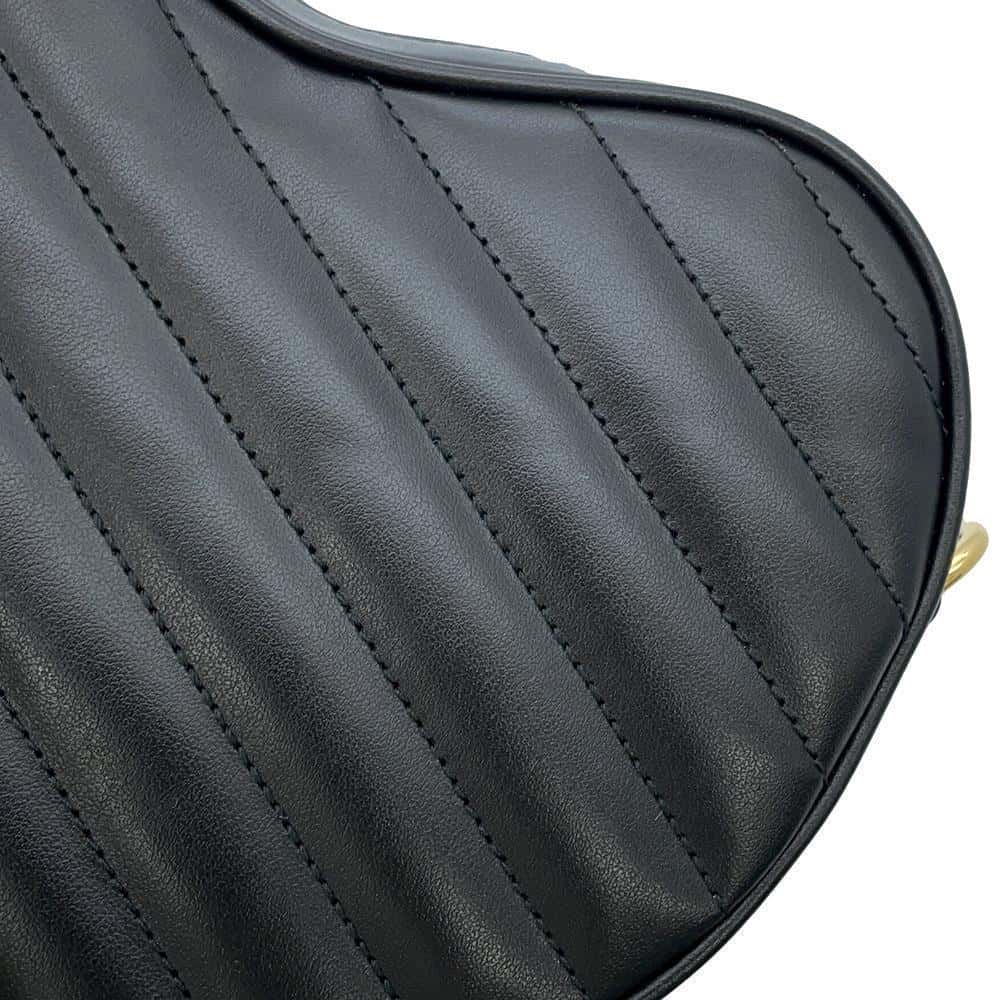 GUCCI Interlocking G Heart Shoulder Bag Black751628 Leather