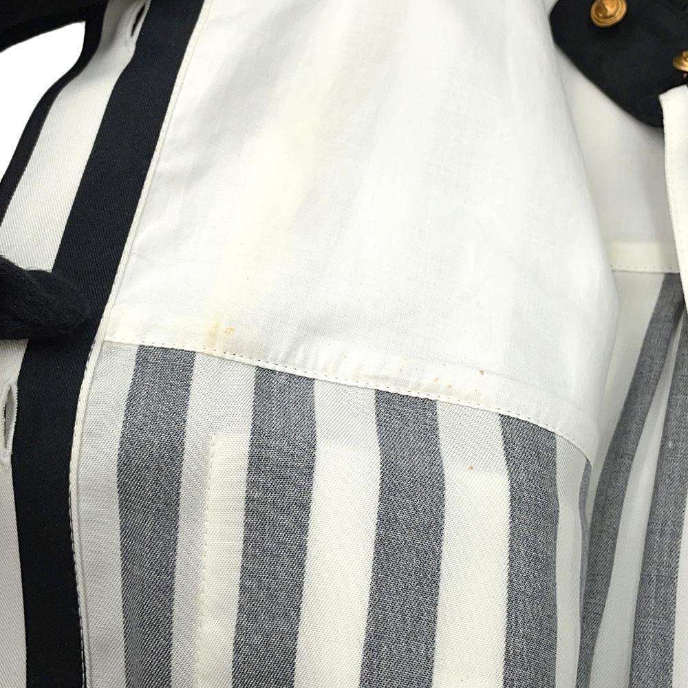 LOUIS VUITTON Lightning Stripe Ribbed Epaulate Shirt Size 38 White/Black Lyocell82% Cashmere16% Silk2%