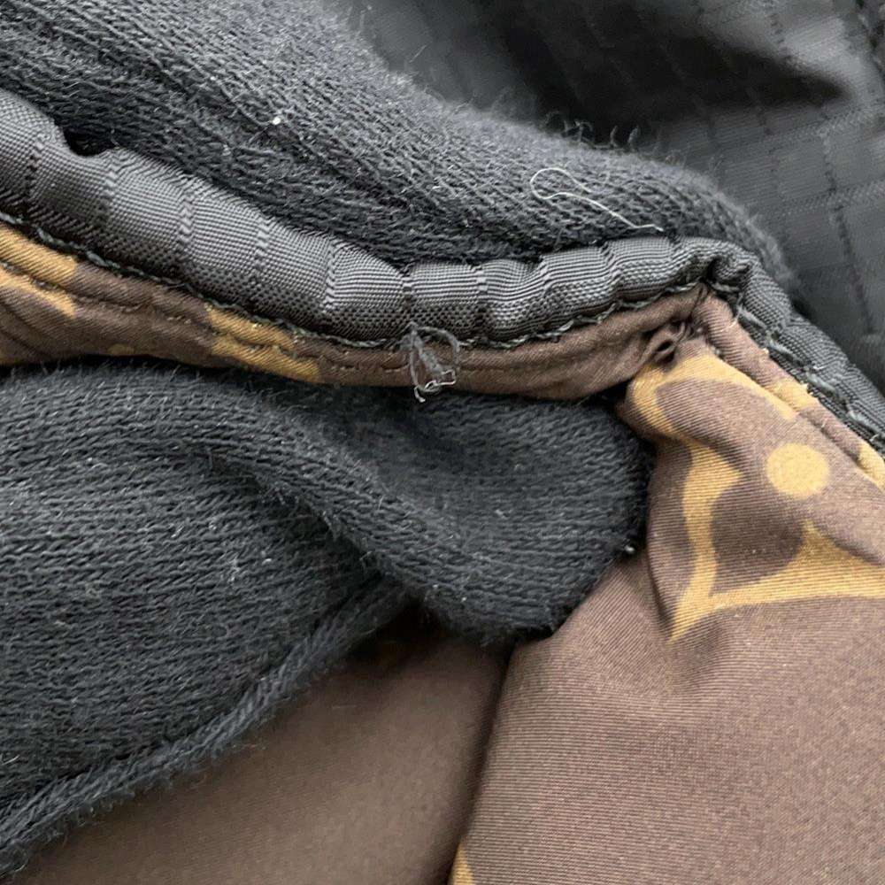 LOUIS VUITTON Short pillow puffer wrap coat Size 38 Black/Brown1AA8YC Nylon100% Leather