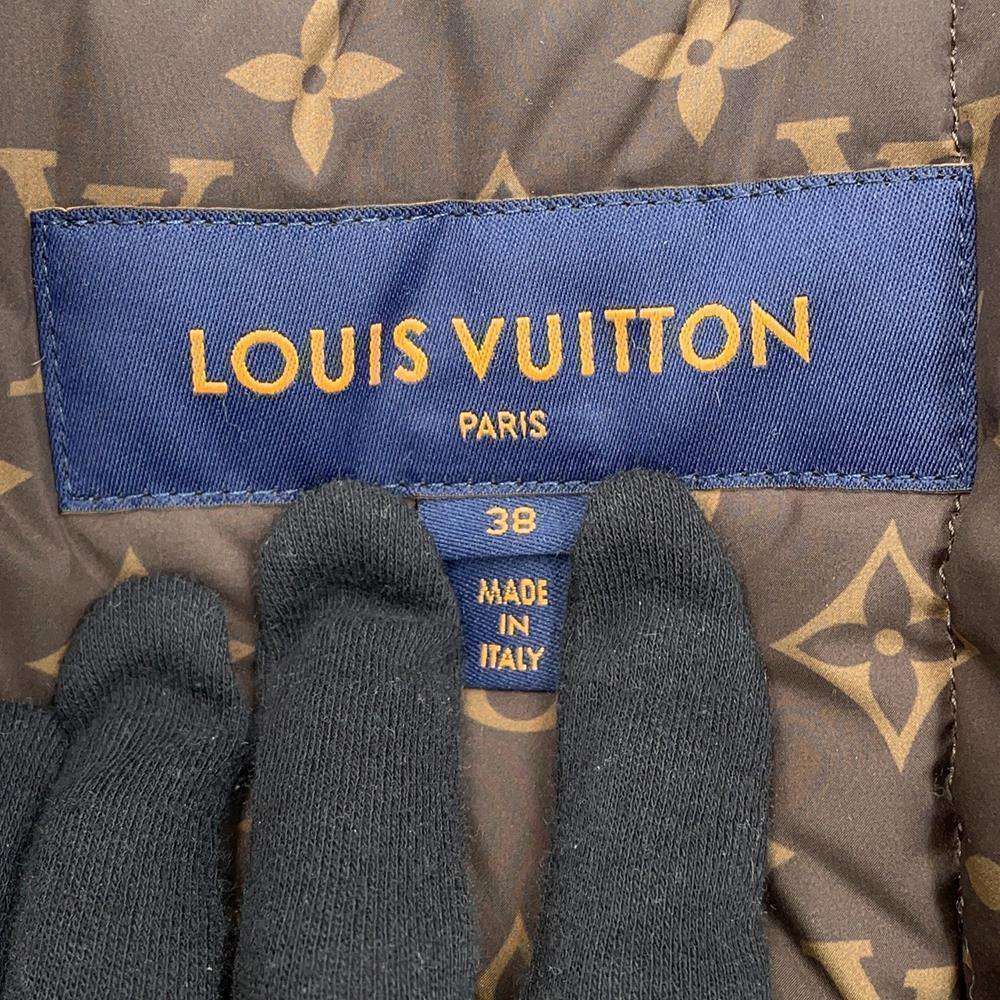 LOUIS VUITTON Short pillow puffer wrap coat Size 38 Black/Brown1AA8YC Nylon100% Leather