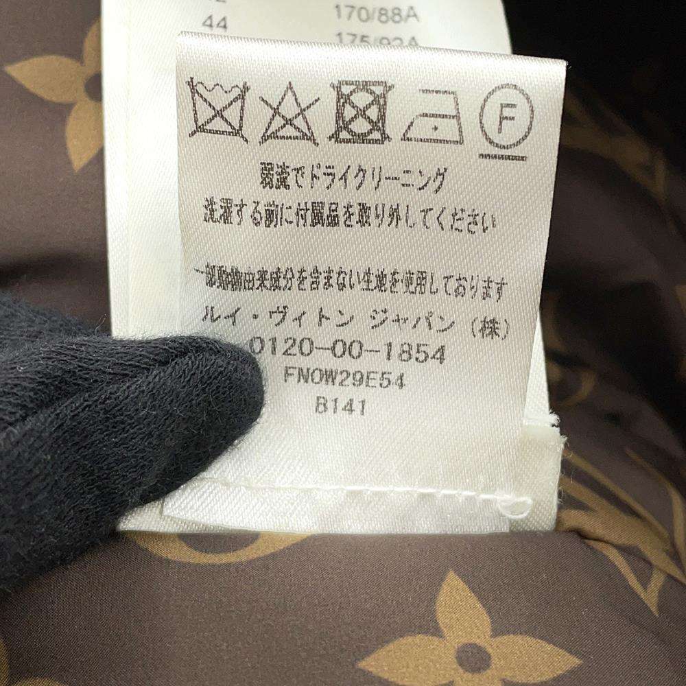 LOUIS VUITTON Short pillow puffer wrap coat Size 38 Black/Brown1AA8YC Nylon100% Leather