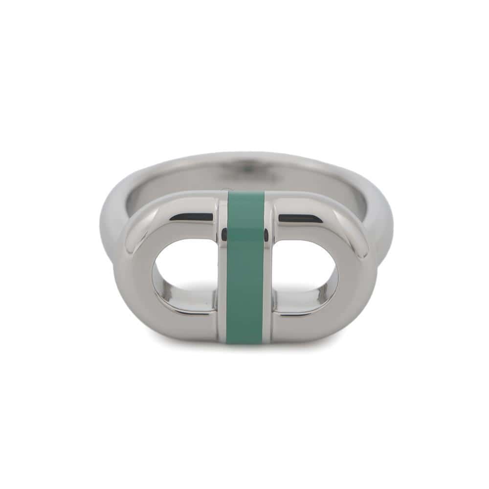 HERMES Mayon Ring Size T60 Malachite Metal Lacquer