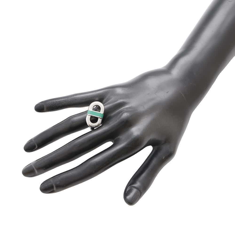 HERMES Mayon Ring Size T60 Malachite Metal Lacquer