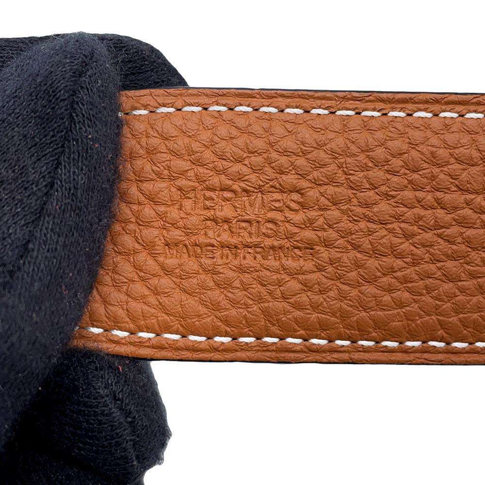 HERMES Belt Kit 32 Size 75 Black/Gold Box Calf Leather Togo Leather