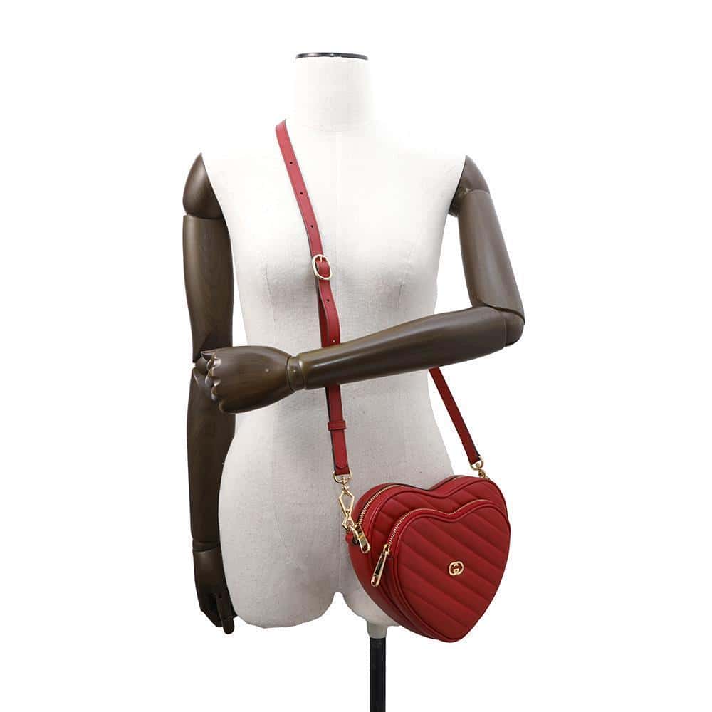 GUCCI Interlocking G Heart Shape Shoulder Bag Red751628 Leather