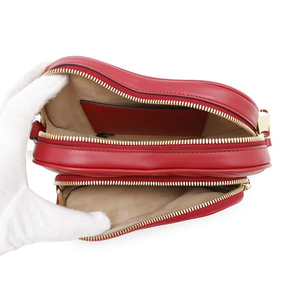 GUCCI Interlocking G Heart Shape Shoulder Bag Red751628 Leather